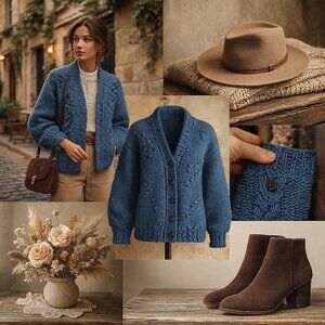 Las Manos Hand Knit 100% Cotton Sweater (L)